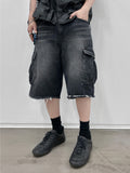 Undercutting Cargo Black Half Denim