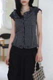 Two-way check frill shirt