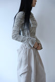 Stripe choker off-shoulder knit