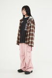 Wool sleeve snap flannel hood shirt