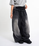Sagging double denim banding pants