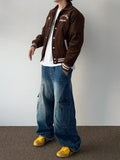 Curve Cut Washing Cargo Denim