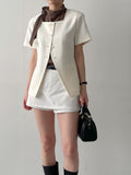 [Short Sleeve Version] Charming Tie Puff Blouse