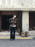 Bones black embo flare denim pants