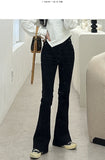 Basic cotton semi-bootcut pants