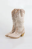 Linen leather western boots