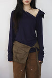 Suede layered wrap skirt