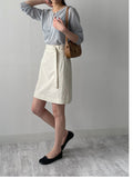 [Belt SET] Stitched Nylon Midi Skirt