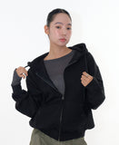 Stone eyelet overfit hoodie zip-up