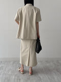 Kanna Linen 3 Button Overfit Half Jacket