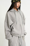Terry crop sweat hood zip-up
