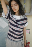 OFF-SHOULDER SHIRT LAYERED UNBALANCED T-SHIRT