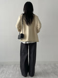 Curved Semi-Wide Cotton Pants