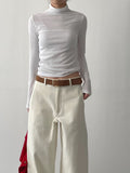 Half Moon Ribbed Half-Pola T-Shirt