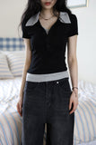 Heli color matching collar short sleeve tee