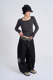 Deep indigo camo sagging denim pants
