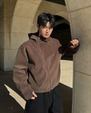 Diagonal Corduroy Hood Zip-up