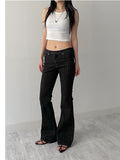 Striped Low Bootcut Denim Pants