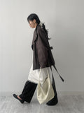 High-neck belted half trench coat