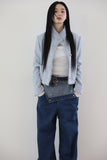 High Neck Fringe Tweed Jacket