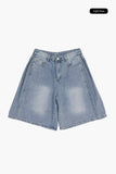 Side fold bermuda denim pants