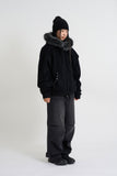 Raccoon fur hood zip-up