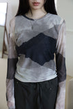 Unbalanced shirring sleeveless tee