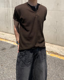 Henryneck Rib Knit Short Sleeve Tee