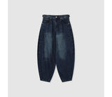 Round denim pants