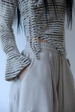 Stripe choker off-shoulder knit
