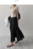 Wrinkle Flare Long Skirt