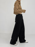Hidden corduroy long wide pants