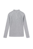 Rib semi-zip-up muscle fit knit
