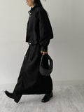 Cotton high neck over fit bomber jacket