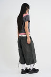 Layered off-shoulder T-shirt