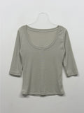 Ribbed Deep U-Neck Crop T-Shirt