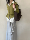 Pleated Strap Loose Fit Blouse