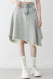 Reneck denim unbalance skirt