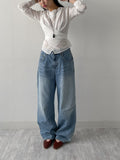 [Unisex] Force 10 Pintuck Wide Denim Pants