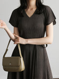 [Premium] Armoni Pleated Belt V-Neck One Piece