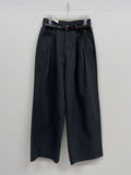 [Belt SET] 227 Pintuck Wide Cotton Pants