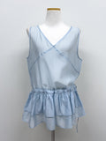 Tencel See-through Frill Sleeveless Blouse