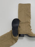 Suede Shirring Fold Long Boots