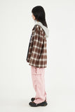 Wool sleeve snap flannel hood shirt