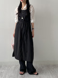 Dot Deep Slit Layered Bustier Long One Piece