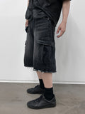 Undercutting Cargo Black Half Denim