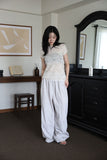 Rib lace knit top