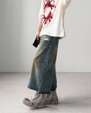 Grease Damage Bermuda Denim