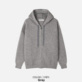 Line knit zip-up