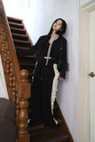 V-neck slim tweed jacket